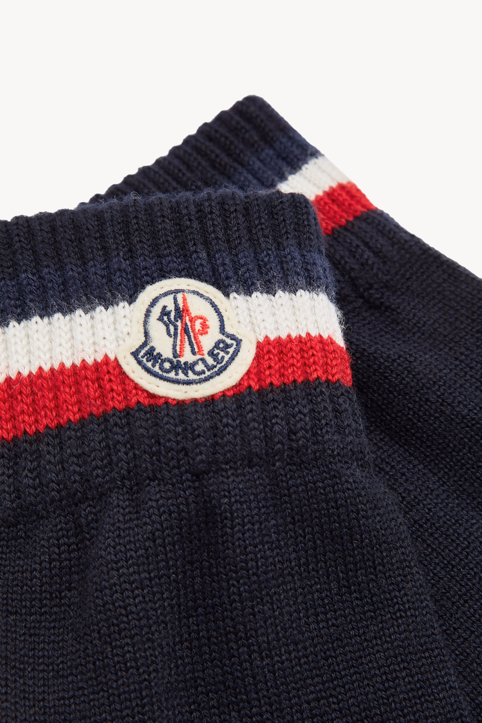 Tricolor Wool Gloves Men Navy Blue Moncler 3